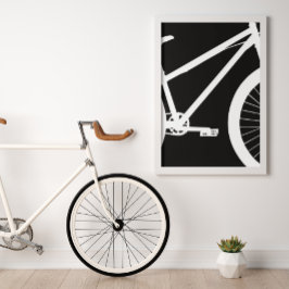 Bike Front Black and White Silhouette Poster
