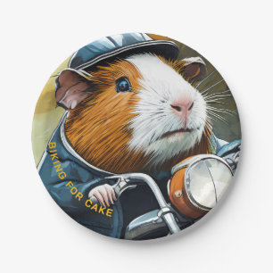 Bike für Kuchen, Guinea Pig auf Retro Motorrad Pappteller