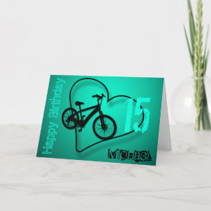 Bike Heart 15. Geburtstag personalisierter Gruß C Karte