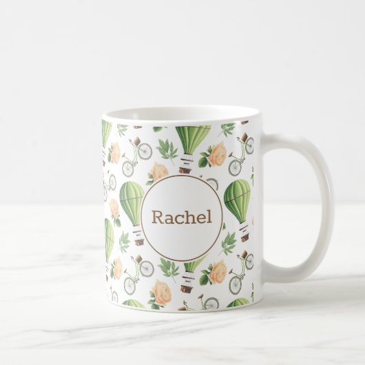 Bike, Heißluftballon und Rose Muster kundenspezifi Kaffeetasse (Rechts)