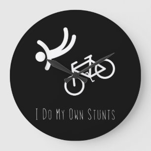 bike lover  - i do my own stunts bmx cycling gift große wanduhr