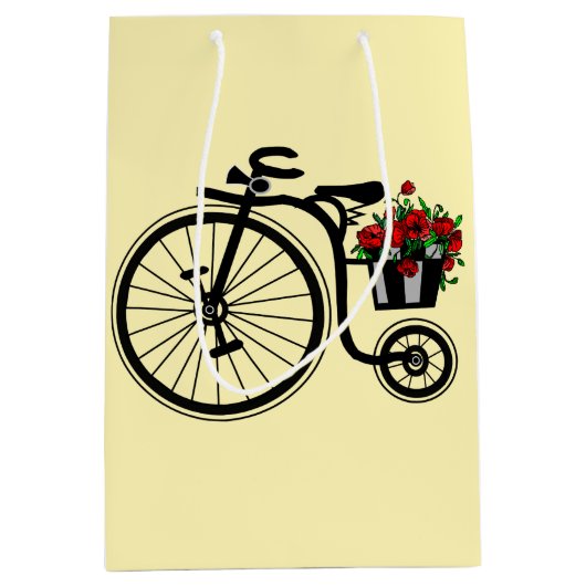 Bike mit Blume Geschenktasche - individuell einste Mittlere Geschenktüte (Vorderseite)