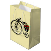 Bike mit Blume Geschenktasche - individuell einste Mittlere Geschenktüte (Vorderseite Schrägansicht)