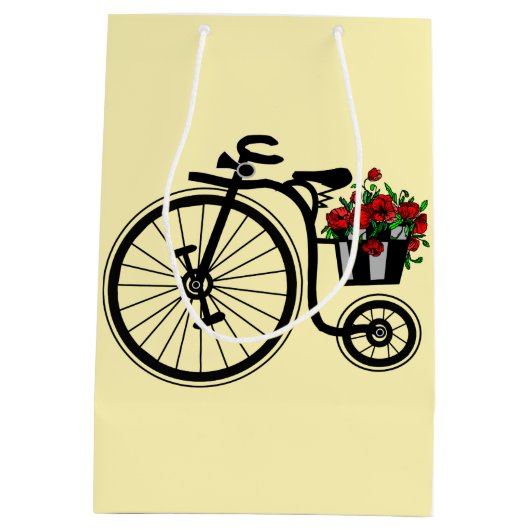 Bike mit Blume Geschenktasche - individuell einste Mittlere Geschenktüte (Rückseite)