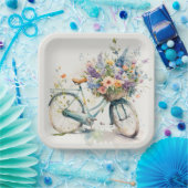Bike mit Blume Pappteller (Party)