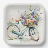 Bike mit Blume Pappteller (Vorderseite)