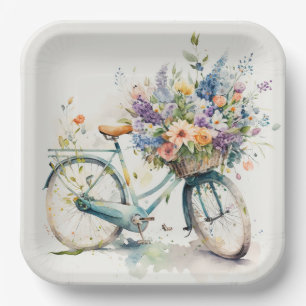 Bike mit Blume Pappteller