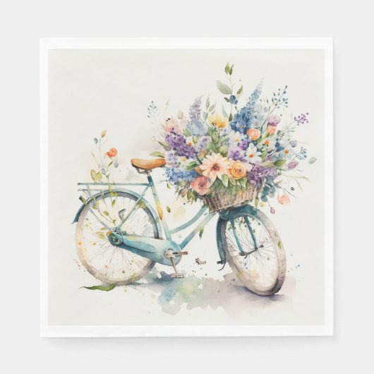 Bike mit Blume Serviette (Vorderseite)
