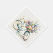 Bike mit Blume Serviette (Ecke)
