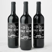 Bike Now Wein Später Sonnenbad Fahrrad Geschenk Weinetikett (Flaschen)