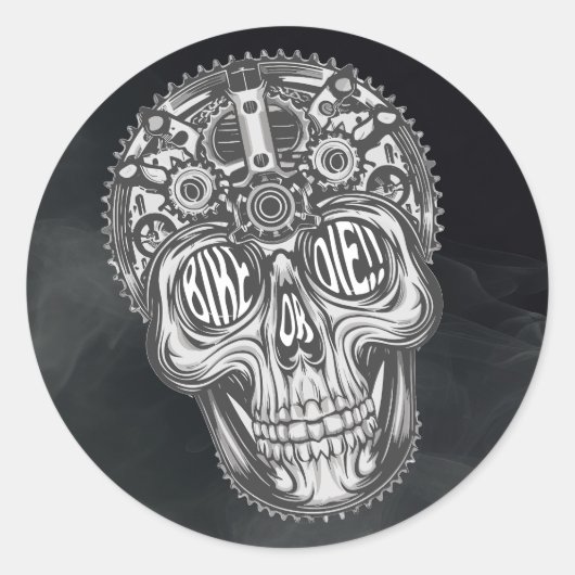 Bike oder Die!! Skull-Design Runder Aufkleber (Vorderseite)