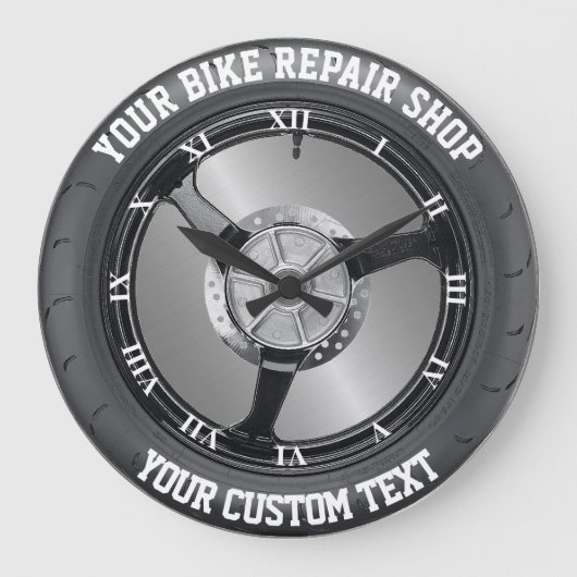 Bike Parts Shop Toire Reparatur Motorrad Service Große Wanduhr (Vorderseite)