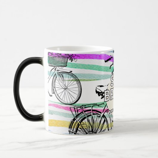 bike riding joy mug with inspirational saying verwandlungstasse (Links)