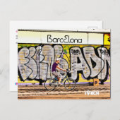 Bike riding on Barcelona, Spain, Postkarte (Vorne/Hinten)
