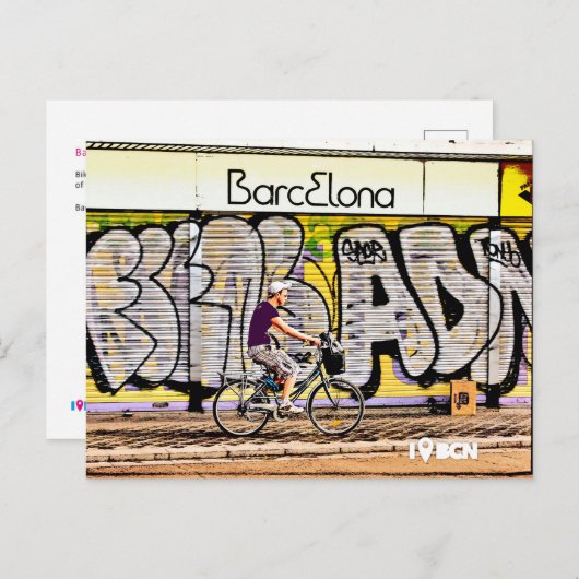 Bike riding on Barcelona, Spain, Postkarte (Vorne/Hinten)