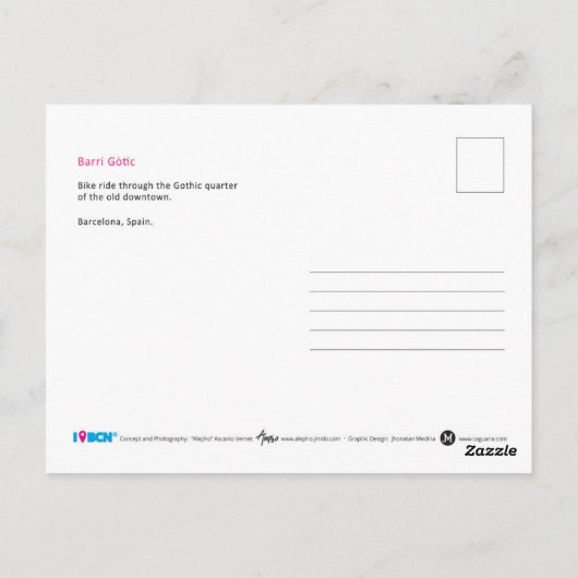 Bike riding on Barcelona, Spain, Postkarte (Rückseite)