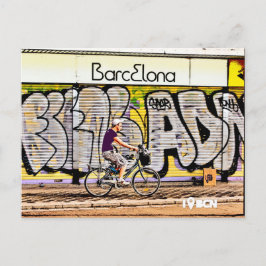Bike riding on Barcelona, Spain, Postkarte