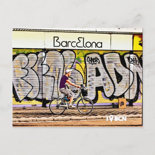 Bike riding on Barcelona, Spain, Postkarte (Vorderseite)