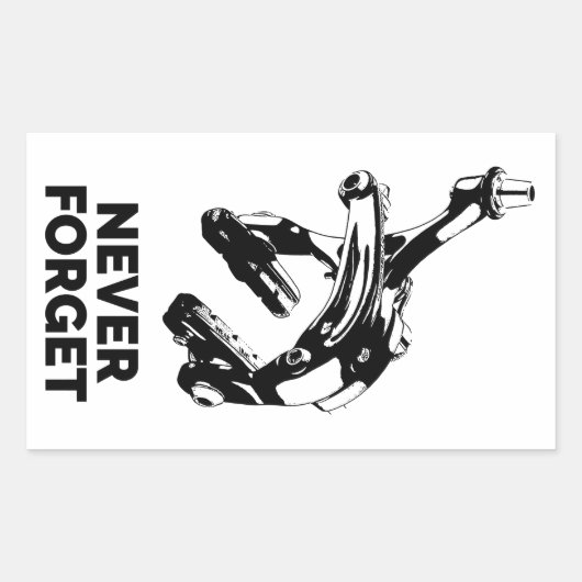 Bike Rim Bremsen Vergessen Sie nie Rechteckiger Aufkleber (Vorderseite)
