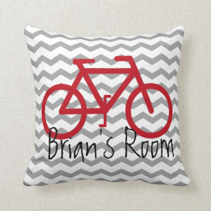 Bike Theme Kissen auf Zickzack   Rot und Grau