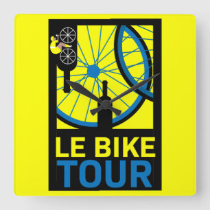 Bike Touring Art Quadratische Wanduhr