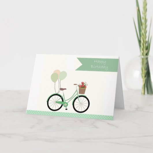 Bike und Rose Geburtstag Karte (Vorderseite)