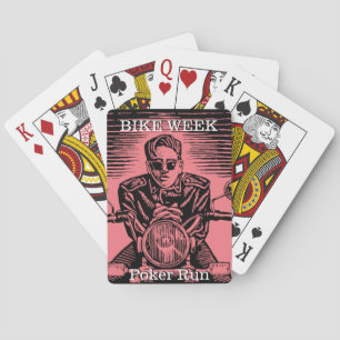 Bike Week Poker Run anpassbares Vintage-Look Rosa Spielkarten