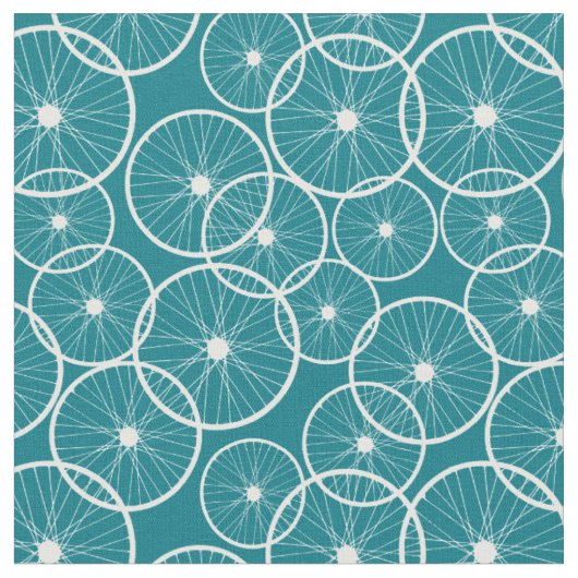 Bike Wheels Blau und Weiß Muster Stoff (Nahaufnahme)