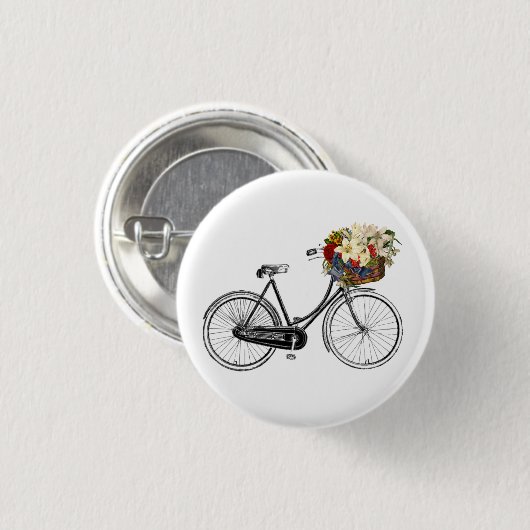 Bike with Basket full of Flowers Button (Vorne & Hinten)