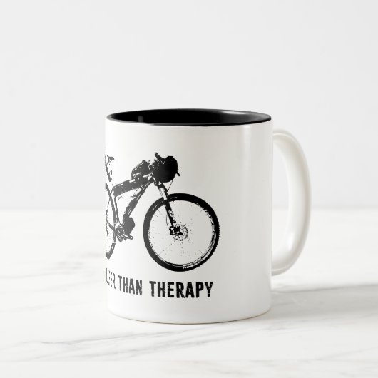 Bikepack, billiger als Therapie Zweifarbige Tasse (VorderseiteRechts)