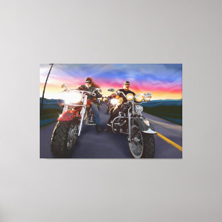 Biker 1 überzogene Canvas Leinwanddruck