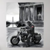 Biker at Lincoln Memorial Washington Monument  Poster (Vorne)
