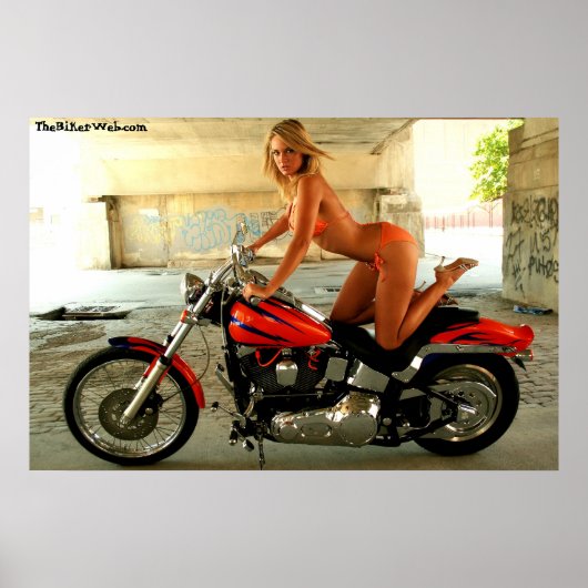 Biker Babe auf einem Hawg - Poster (Vorne)