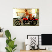 Biker Babe auf einem Hawg - Poster (Heimbüro)