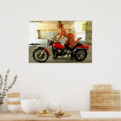 Biker Babe auf einem Hawg - Poster (Küche)