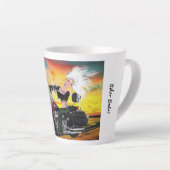 Biker Babe Fantasy Motorrad Latte Cup Milchtasse (Rechte Ecke)