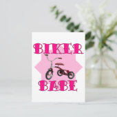 Biker Babe /pink Postkarte (Stehend Vorderseite)