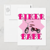 Biker Babe /pink Postkarte (Vorne/Hinten)