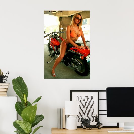 Biker Babe Poster - Blond Bikini Babe (Heimbüro)