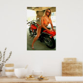 Biker Babe Poster - Blond Bikini Babe (Küche)