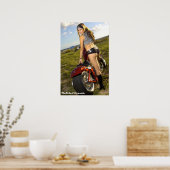 Biker Babe Poster - Brünett Biker Babe (Küche)