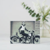Biker Babe Postkarte (Stehend Vorderseite)