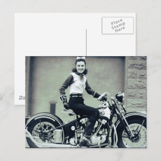 Biker Babe Postkarte (Vorne/Hinten)