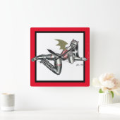 Biker Babe Quadratische Wanduhr (Zuhause)