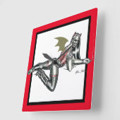 Biker Babe Quadratische Wanduhr (Winkel)