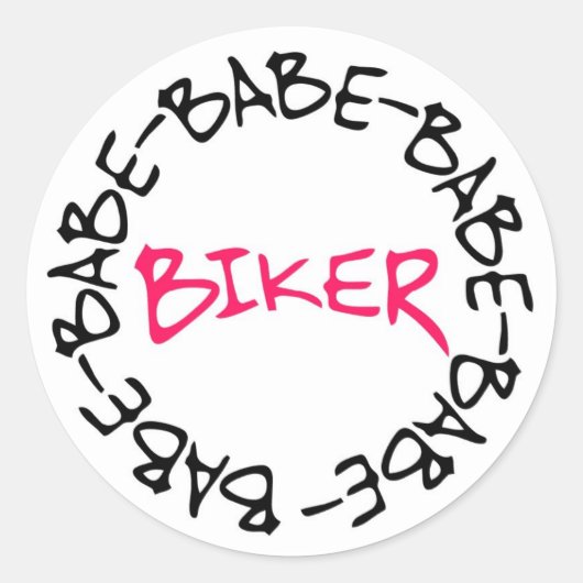 Biker Babe Runder Aufkleber (Vorderseite)