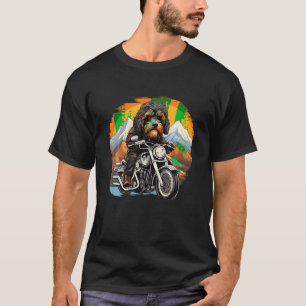 Biker Bernedoodle Dog Riding Motorrad T Shirt