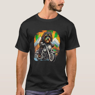 Biker Bernedoodle Dog Riding Motorrad T Shirt
