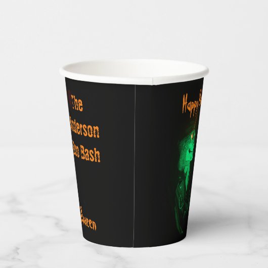 Biker Billy Halloween Skeleton Black & Orange Pappbecher (Rechts)