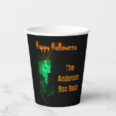 Biker Billy Halloween Skeleton Black & Orange Pappbecher (Vorderseite)